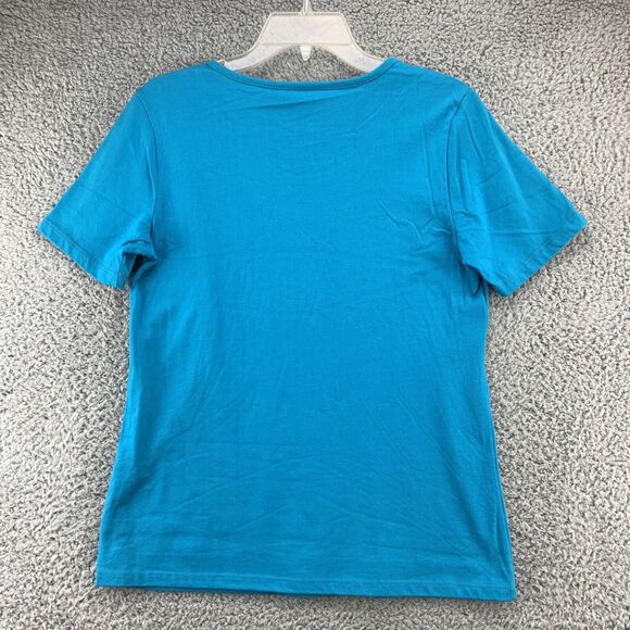 Christopher & Banks Women's Top Size Small Embellished Shirt Short Sleeve Blue - Picture 3 of 11